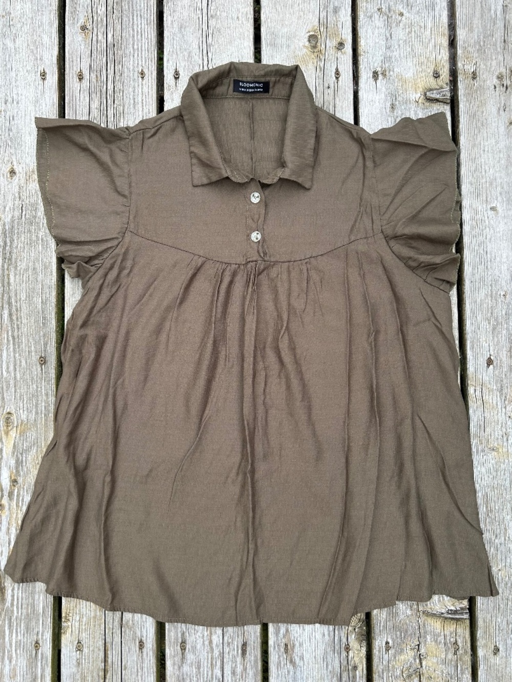 BloomChic ⎸ Collared Khaki Blouse